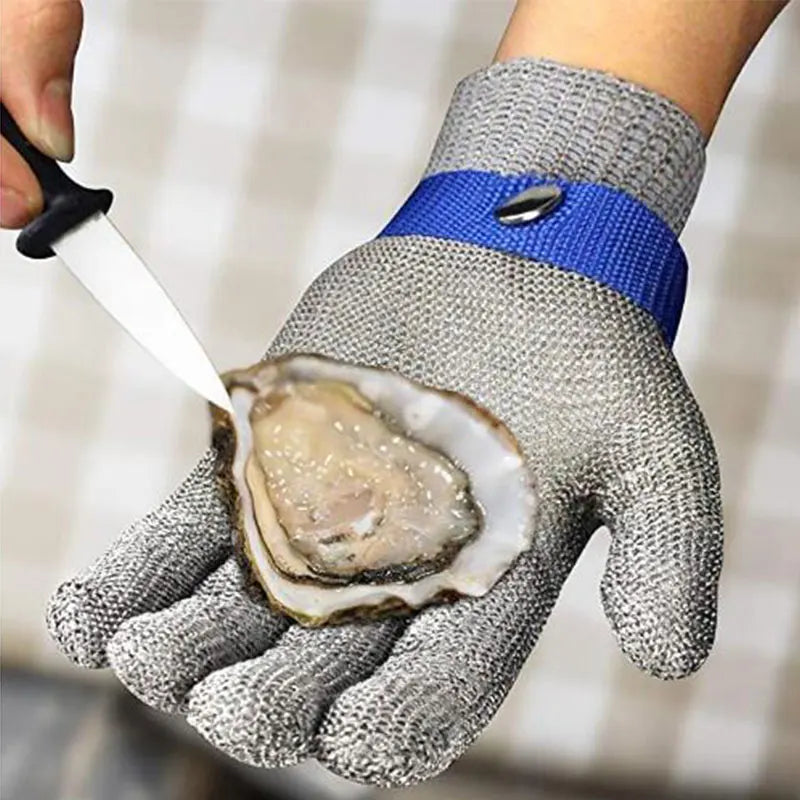 Luva de Aço Inoxidável NMSafety – Segurança Profissional Anticorte ANSI A5