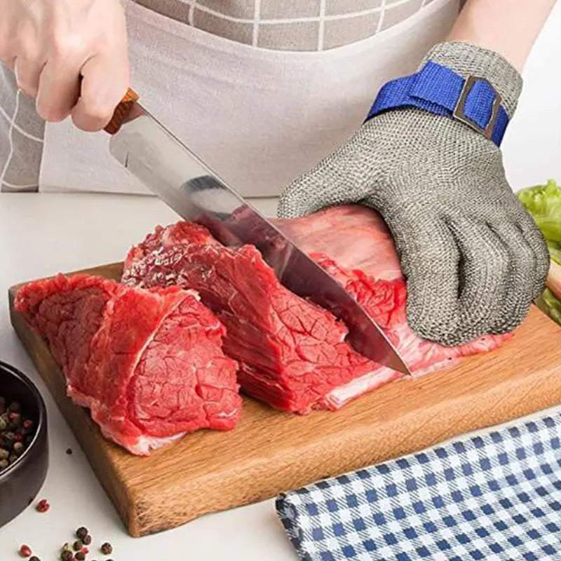 Luva de Aço Inoxidável NMSafety – Segurança Profissional Anticorte ANSI A5