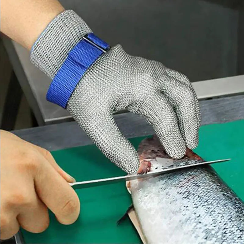 Luva de Aço Inoxidável NMSafety – Segurança Profissional Anticorte ANSI A5