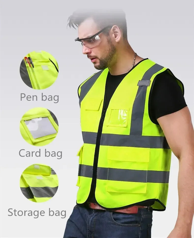 Colete de Segurança Alta Visibilidade com 5 Bolsos – Modelo QHSPE