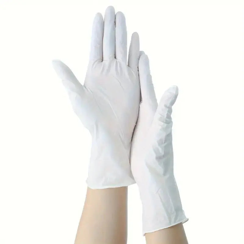 Luvas de Nitrilo Brancas – Descartáveis, Sem Látex, À Prova d’Água (20/50/100 unid.)