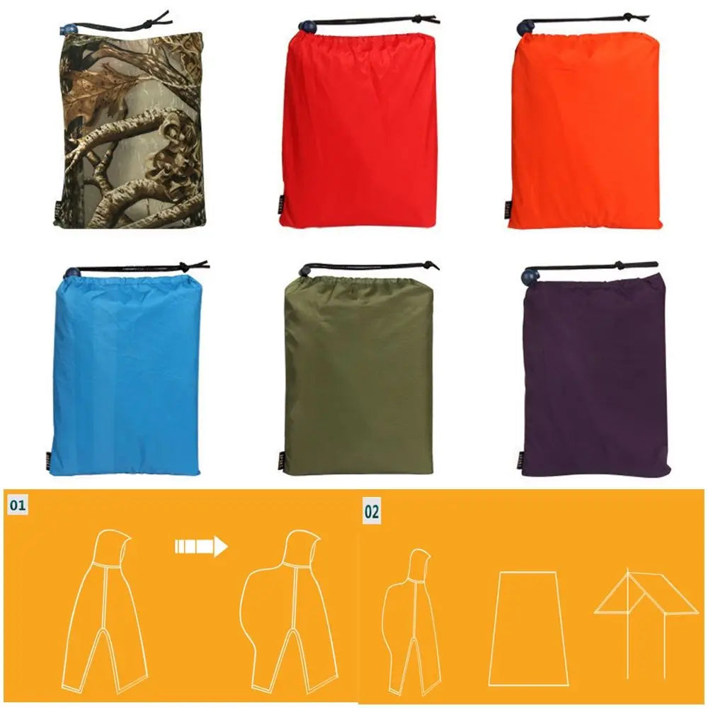 Capa de Chuva 3 em 1 com Capuz + Mochila + Tapete – Impermeável, Dobrável e Reforçada