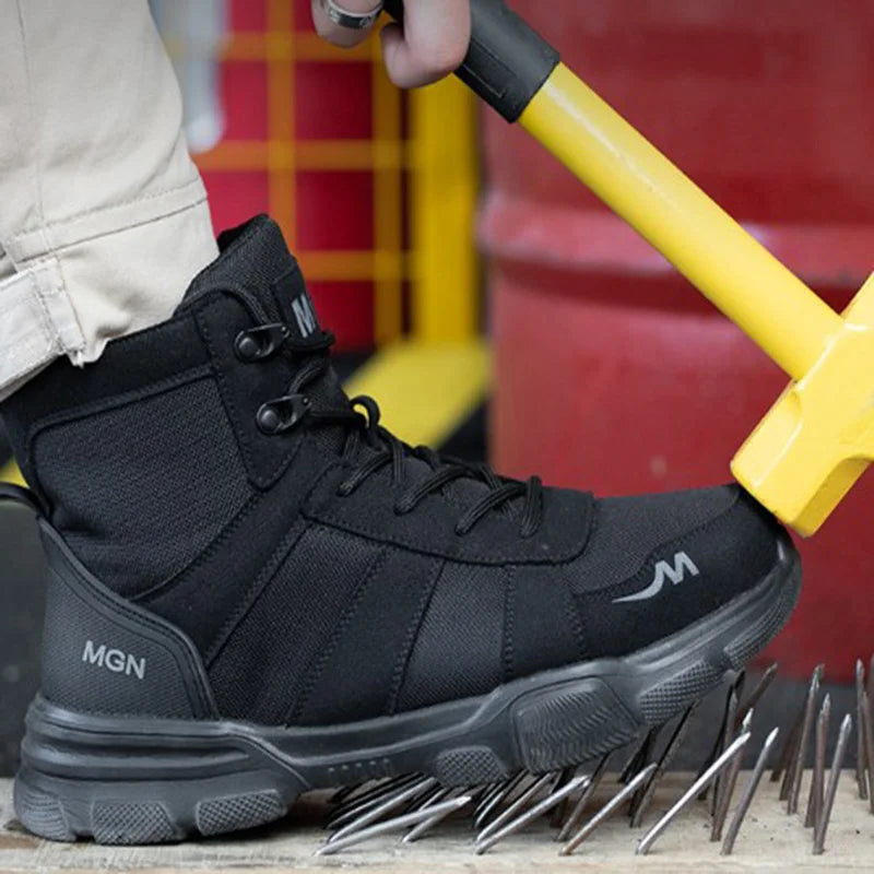 Botas de trabalho sapatos de segurança indestrutíveis homens sapatos de dedo do pé de aço à prova de punctura tênis feminino antiderrapante sapatos de trabalho masculino botas táticas