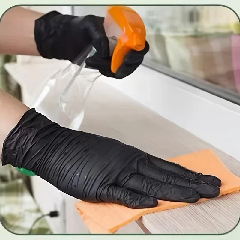 Luvas Descartáveis de Nitrilo Preto – Alta Resistência, Sem Pó, À Prova d’Água