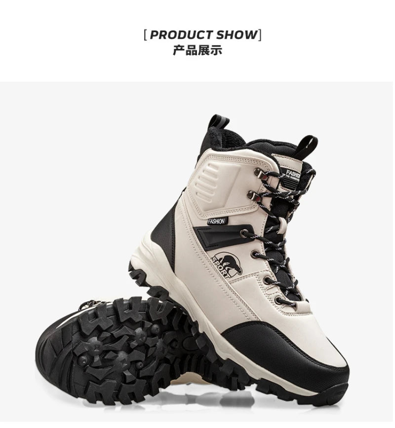 Novo inverno masculino sapatos de algodão de alta qualidade mais veludo engrossado botas de neve quentes nordeste ao ar livre botas impermeáveis e antiderrapantes