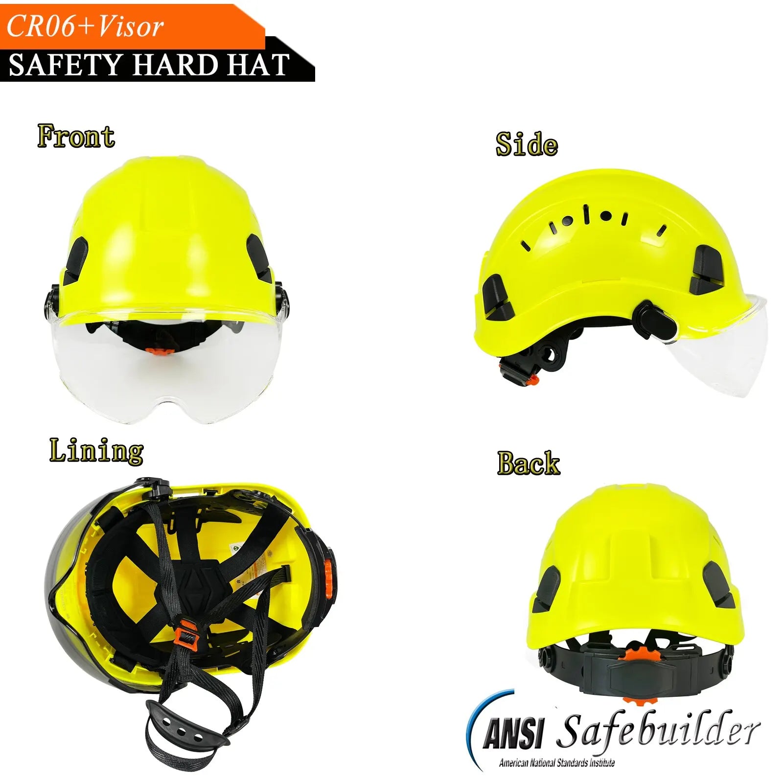Capacete de Segurança Profissional com Viseira Integrada – Certificações CE & ANSI