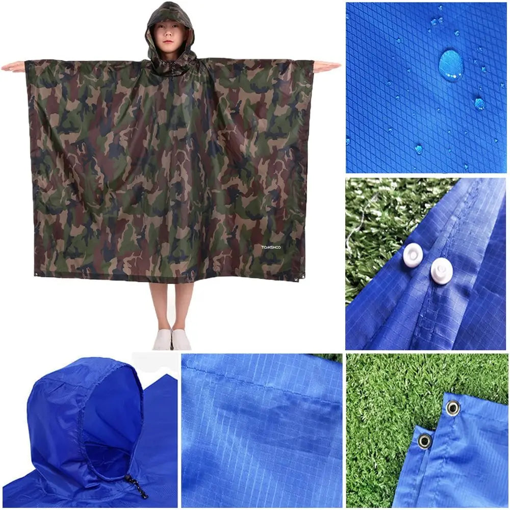 Capa de Chuva 3 em 1 com Capuz + Mochila + Tapete – Impermeável, Dobrável e Reforçada