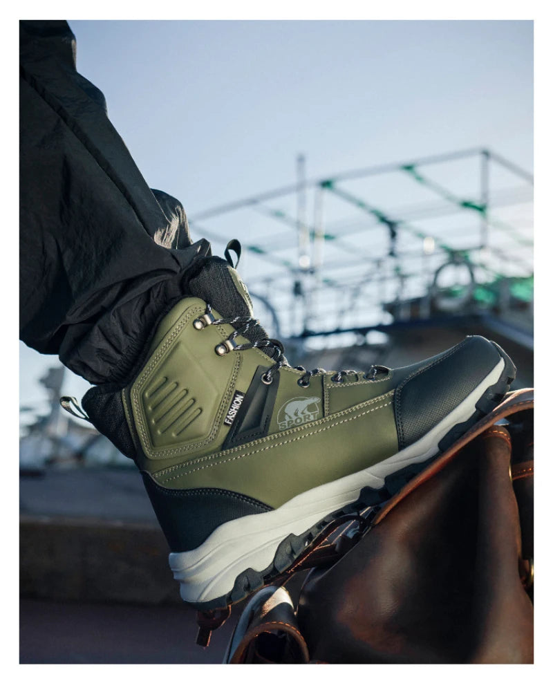 Novo inverno masculino sapatos de algodão de alta qualidade mais veludo engrossado botas de neve quentes nordeste ao ar livre botas impermeáveis e antiderrapantes