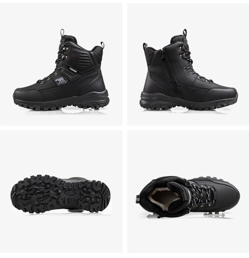 Novo inverno masculino sapatos de algodão de alta qualidade mais veludo engrossado botas de neve quentes nordeste ao ar livre botas impermeáveis e antiderrapantes