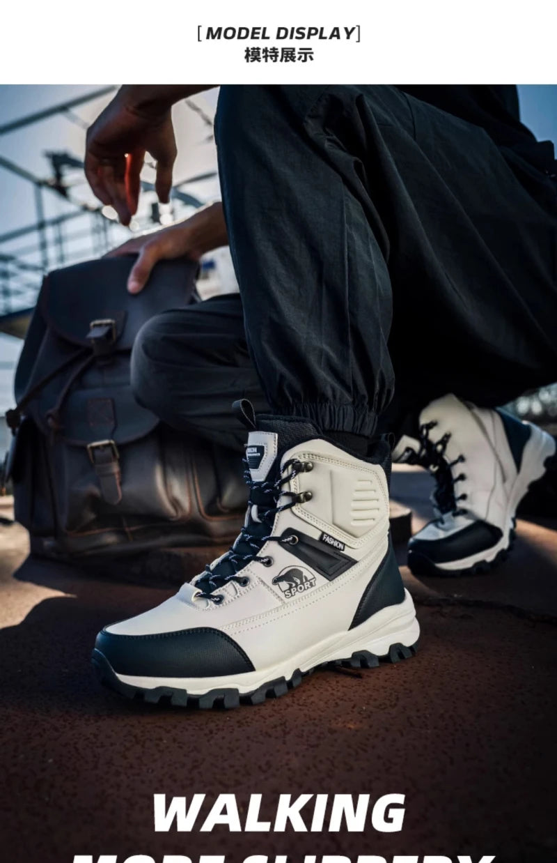 Novo inverno masculino sapatos de algodão de alta qualidade mais veludo engrossado botas de neve quentes nordeste ao ar livre botas impermeáveis e antiderrapantes