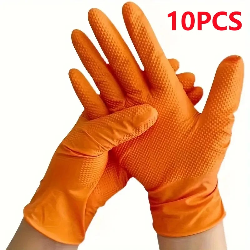 Luvas de Nitrilo Laranja 8mil – Textura Diamante, Alta Resistência, Sem Látex (50 unid.)