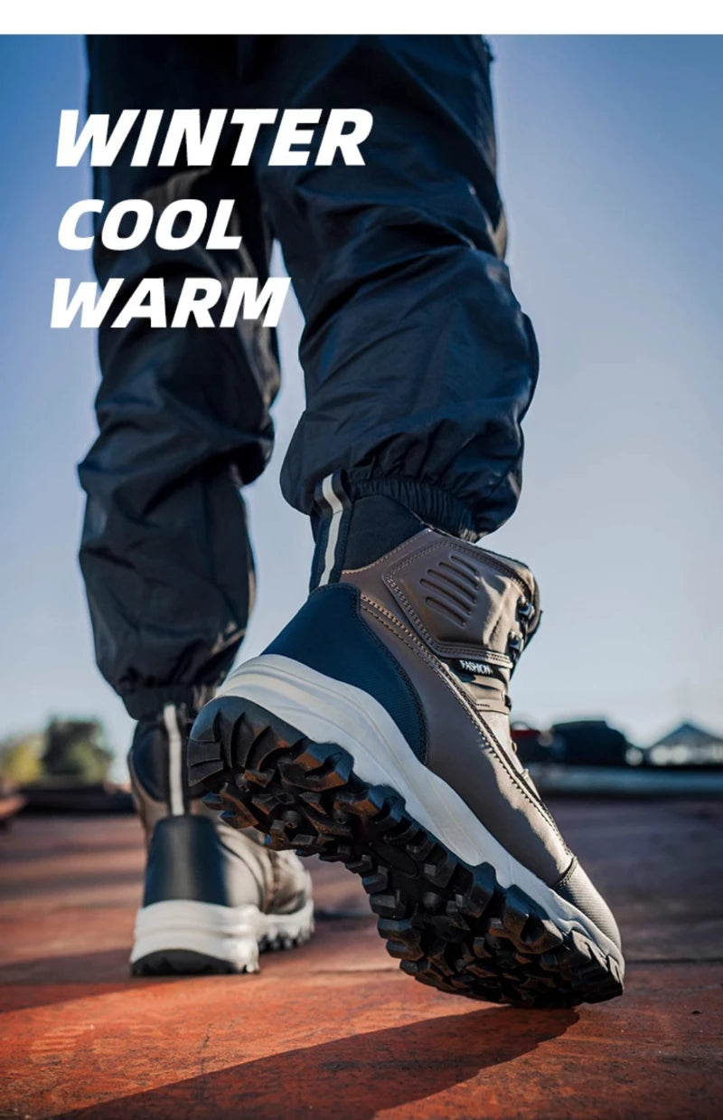 Novo inverno masculino sapatos de algodão de alta qualidade mais veludo engrossado botas de neve quentes nordeste ao ar livre botas impermeáveis e antiderrapantes