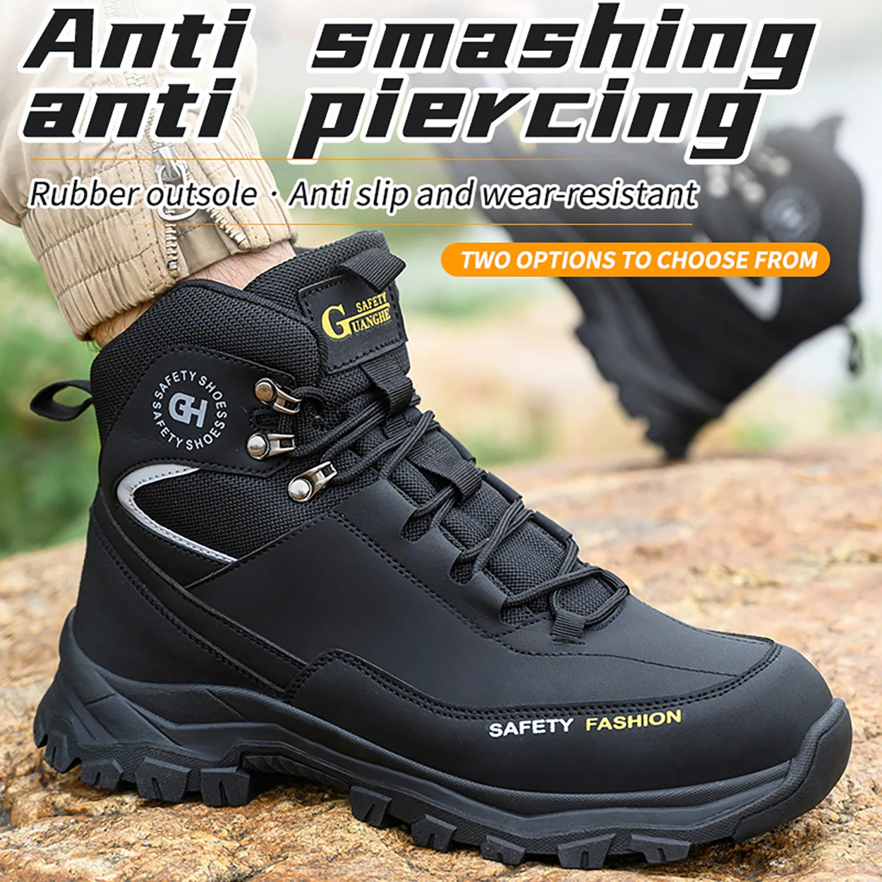 Sapatos de segurança masculinos com biqueira de aço botas impermeáveis à prova de punção anti-esmagamento tênis de trabalho ao ar livre sapatos de trabalho de construção