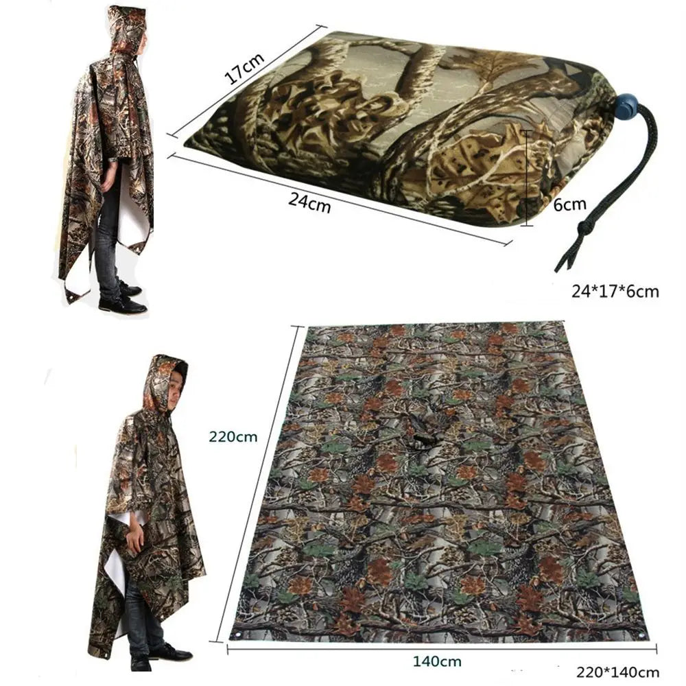 Capa de Chuva 3 em 1 com Capuz + Mochila + Tapete – Impermeável, Dobrável e Reforçada