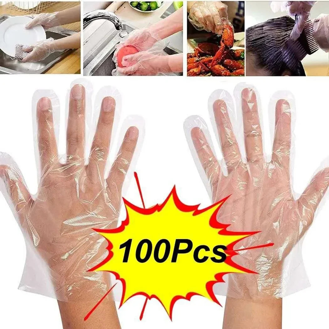 100 Unidades – Luvas Descartáveis PE Transparente | Uso Profissional e Doméstico