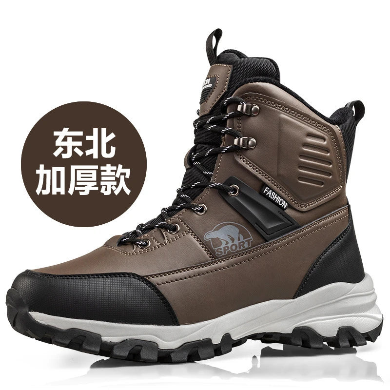 Novo inverno masculino sapatos de algodão de alta qualidade mais veludo engrossado botas de neve quentes nordeste ao ar livre botas impermeáveis e antiderrapantes