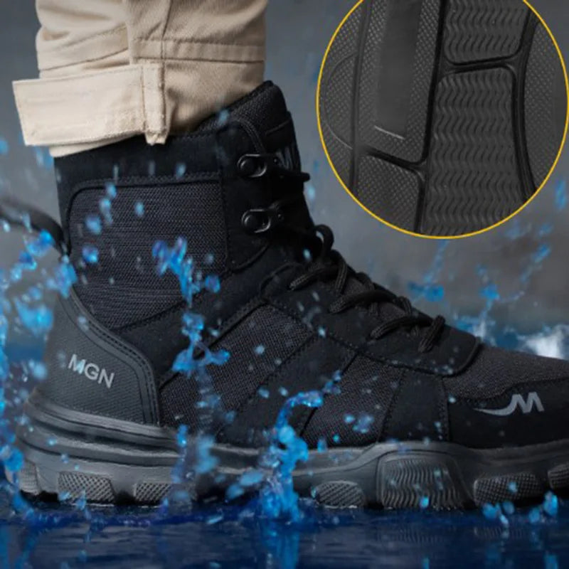 Botas de trabalho sapatos de segurança indestrutíveis homens sapatos de dedo do pé de aço à prova de punctura tênis feminino antiderrapante sapatos de trabalho masculino botas táticas