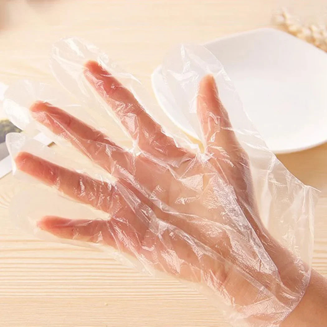 100 Unidades – Luvas Descartáveis PE Transparente | Uso Profissional e Doméstico