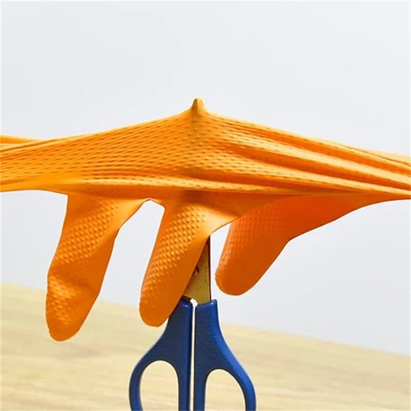 Luvas de Nitrilo Laranja 8mil – Textura Diamante, Alta Resistência, Sem Látex (50 unid.)