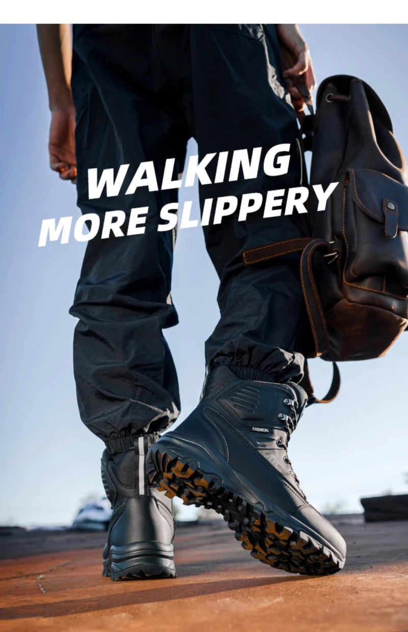 Novo inverno masculino sapatos de algodão de alta qualidade mais veludo engrossado botas de neve quentes nordeste ao ar livre botas impermeáveis e antiderrapantes