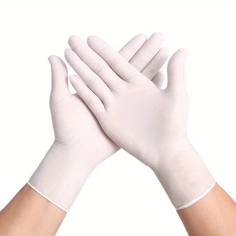 Luvas de Nitrilo Brancas – Descartáveis, Sem Látex, À Prova d’Água (20/50/100 unid.)