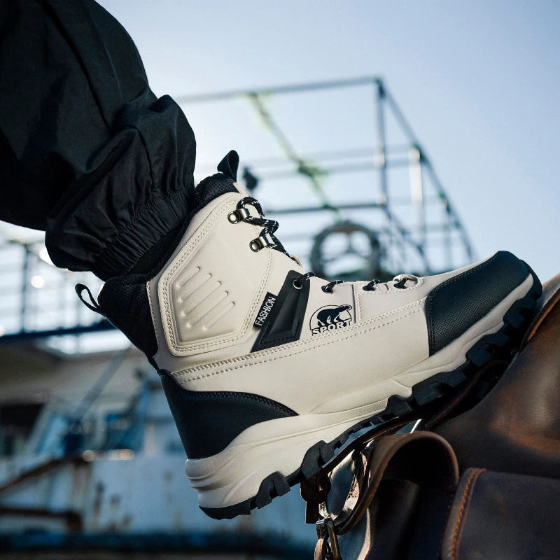 Novo inverno masculino sapatos de algodão de alta qualidade mais veludo engrossado botas de neve quentes nordeste ao ar livre botas impermeáveis e antiderrapantes