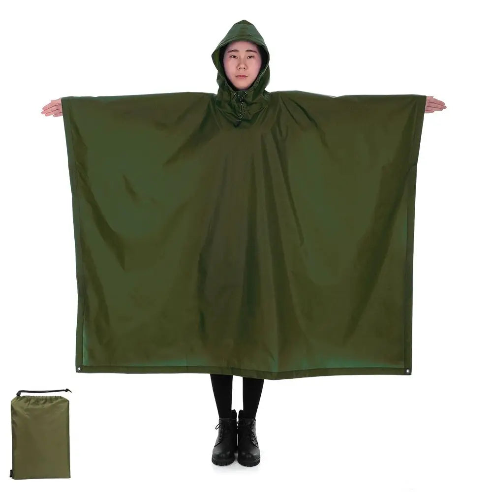 Capa de Chuva 3 em 1 com Capuz + Mochila + Tapete – Impermeável, Dobrável e Reforçada