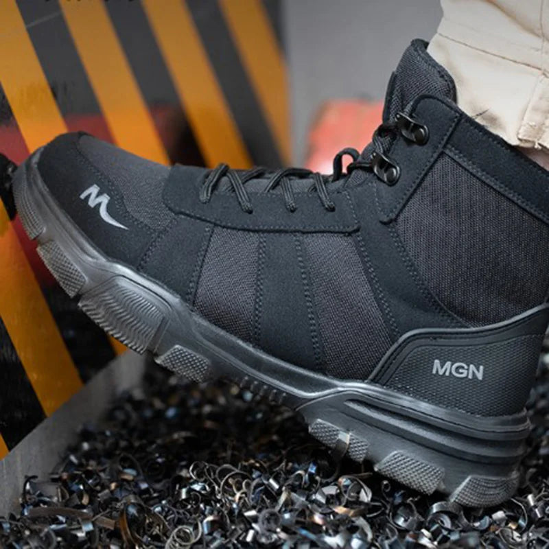 Botas de trabalho sapatos de segurança indestrutíveis homens sapatos de dedo do pé de aço à prova de punctura tênis feminino antiderrapante sapatos de trabalho masculino botas táticas