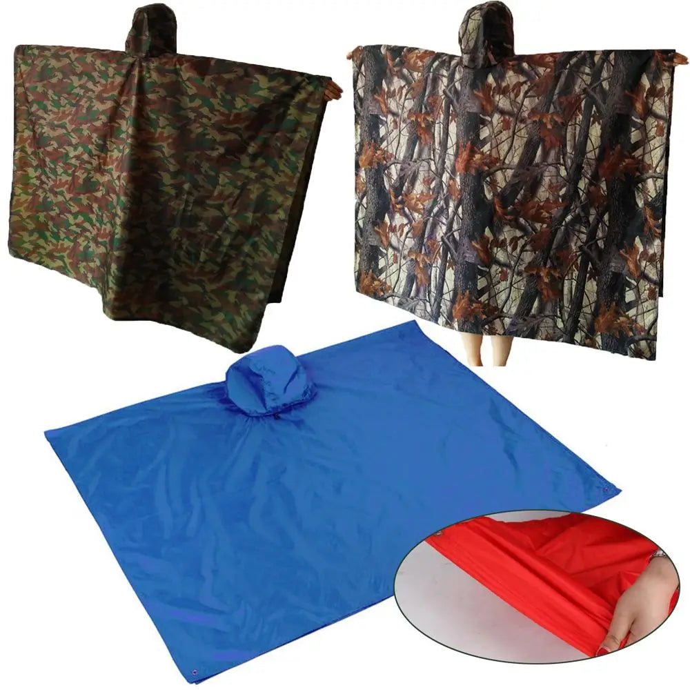 Capa de Chuva 3 em 1 com Capuz + Mochila + Tapete – Impermeável, Dobrável e Reforçada