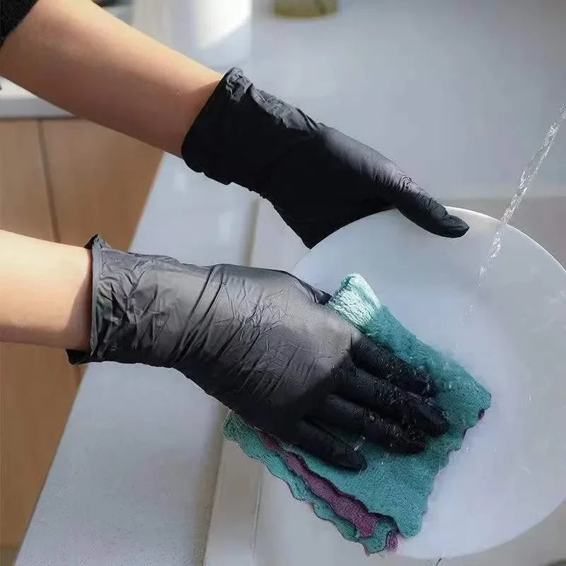 Luvas Descartáveis de Nitrilo Preto – Alta Resistência, Sem Pó, À Prova d’Água