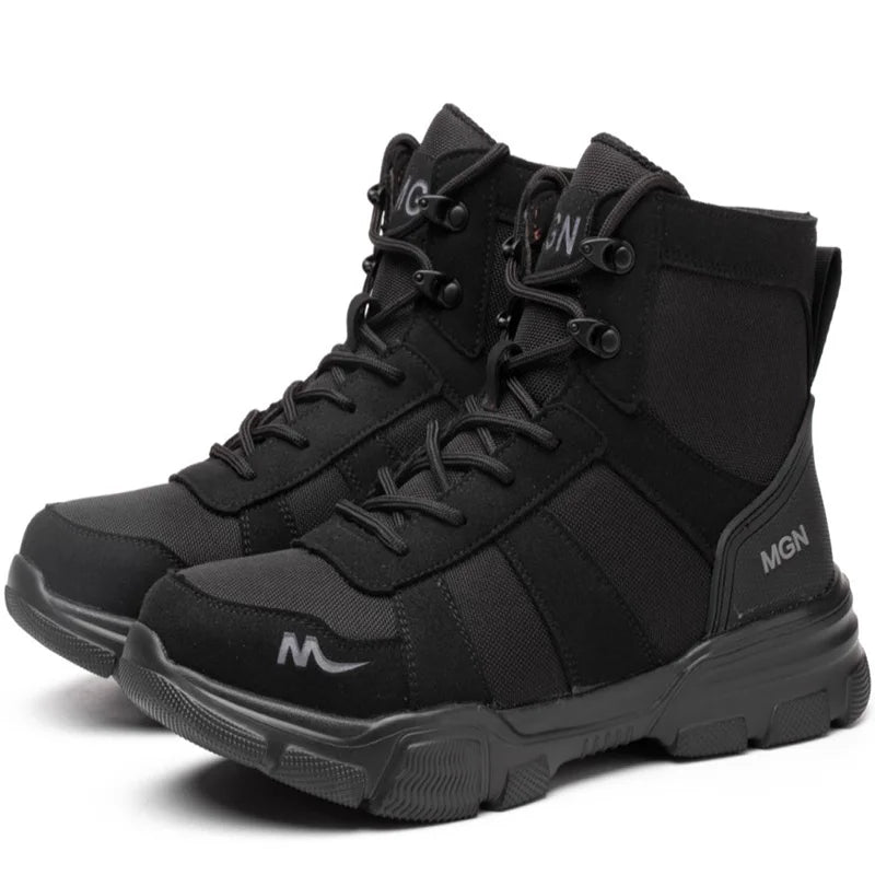 Botas de trabalho sapatos de segurança indestrutíveis homens sapatos de dedo do pé de aço à prova de punctura tênis feminino antiderrapante sapatos de trabalho masculino botas táticas
