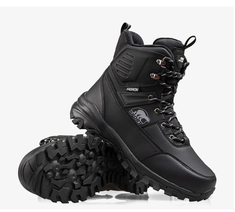 Novo inverno masculino sapatos de algodão de alta qualidade mais veludo engrossado botas de neve quentes nordeste ao ar livre botas impermeáveis e antiderrapantes