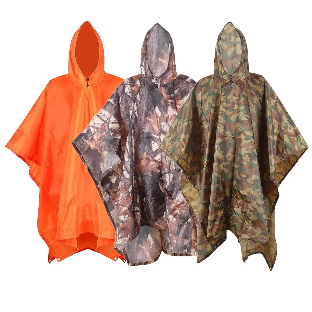 Capa de Chuva 3 em 1 com Capuz + Mochila + Tapete – Impermeável, Dobrável e Reforçada