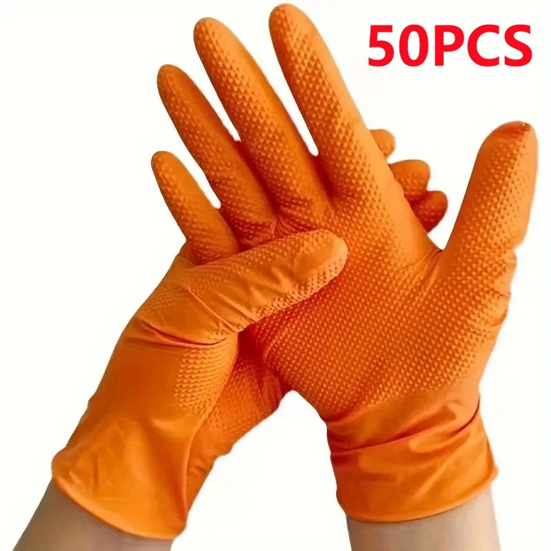 Luvas de Nitrilo Laranja 8mil – Textura Diamante, Alta Resistência, Sem Látex (50 unid.)