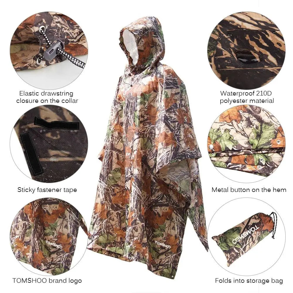 Capa de Chuva 3 em 1 com Capuz + Mochila + Tapete – Impermeável, Dobrável e Reforçada